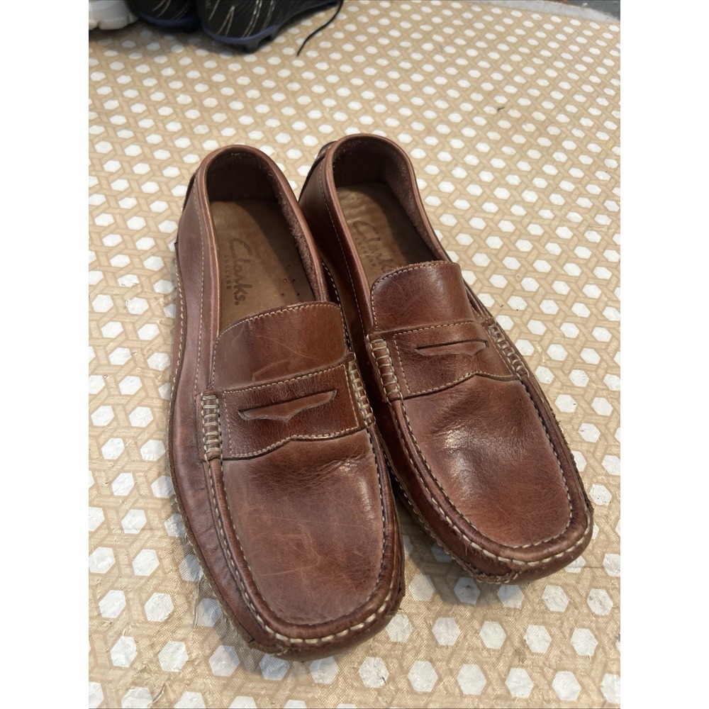 Clarks Markman Way Men's Leather Driving Mocs Slip On Loafers Size 10M Tan